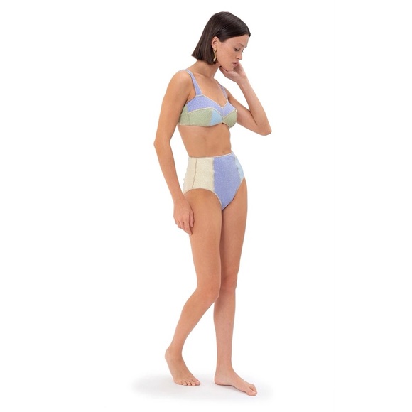 Oséree Shine Coloré High Waisted Color-Block Glitter Bikini - Picture 4 of 16